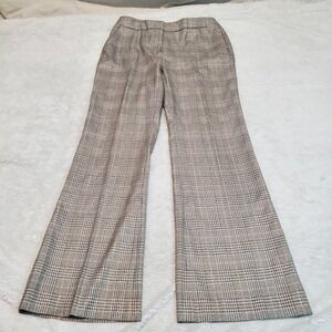Chicos Black White‎ Tan Gold Plaid Academia Classic Tweed Wide Leg Pant 8 Sz 0.5